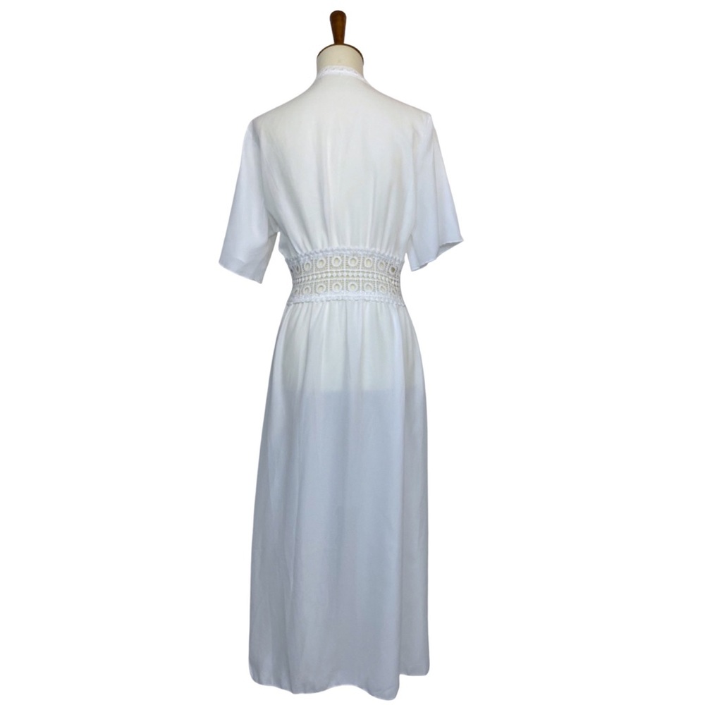 Boho White Chiffon Crochet Waist Maxi Coverup - Picture 12 of 16